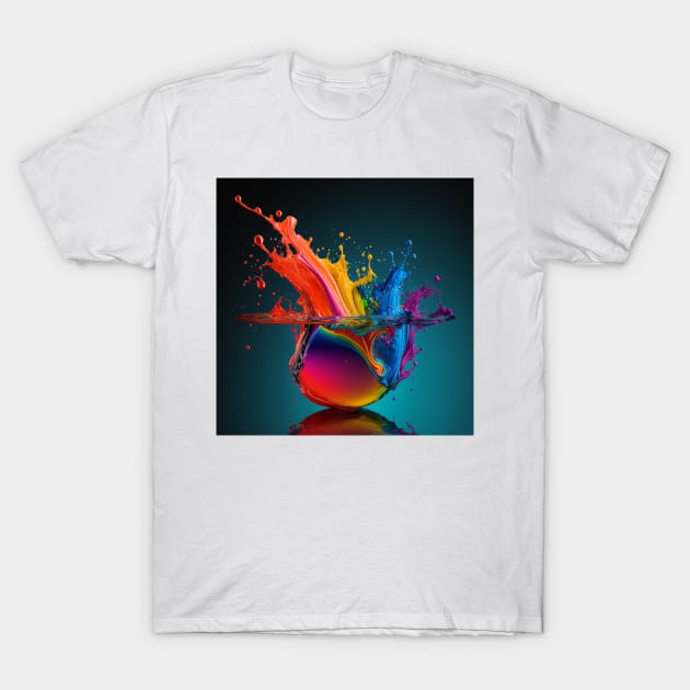 Living Life in Colour Abstract Splash T-Shirt by AICreateWorlds